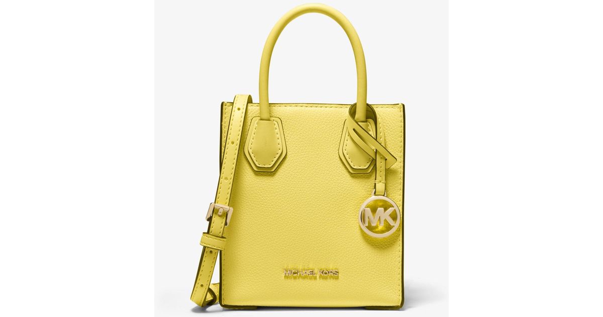 Michael Kors Mercer Extra-small Pebbled Leather Crossbody Bag in Yellow ...