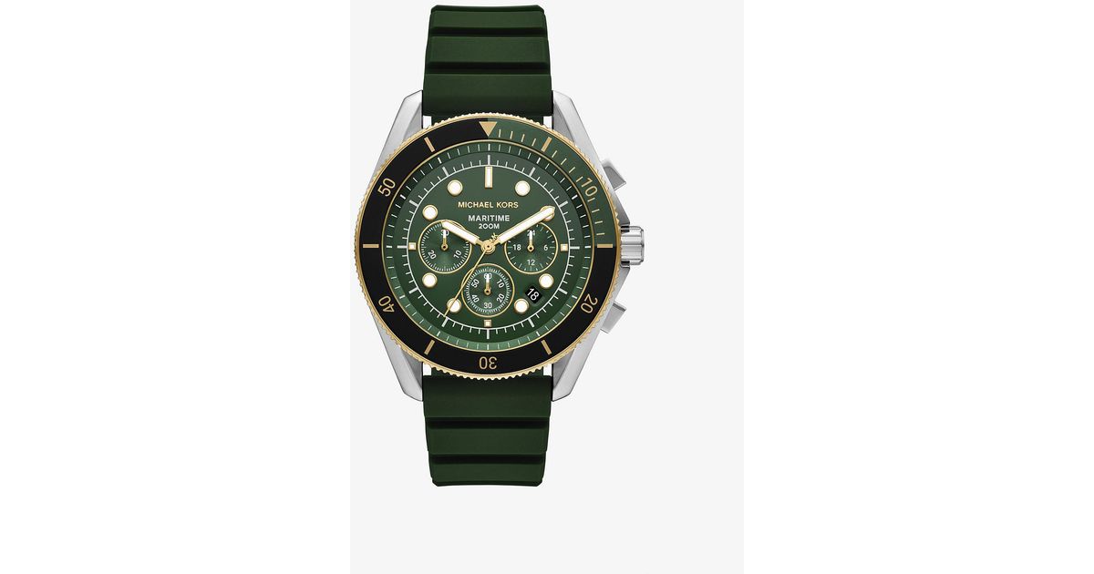Michael Kors Mk Oversized Maritime Two-Tone And Silicone Watch in Green ...