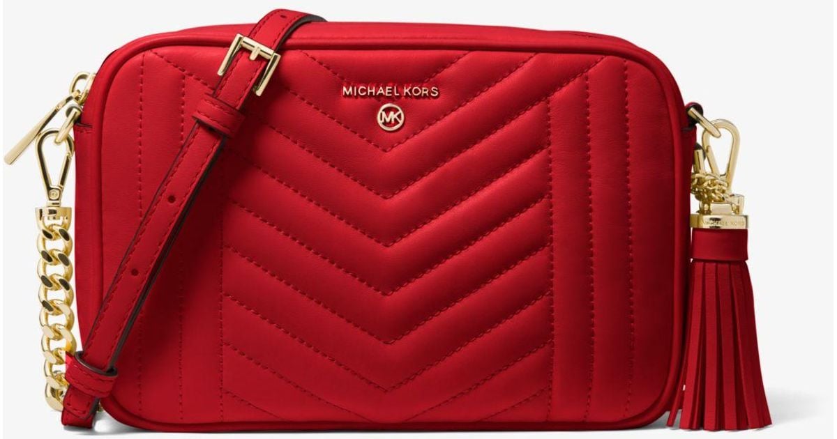 Michael Kors Jet Set Medium Quilted Leather Camera Bag in Bright Red (Red) - Lyst
