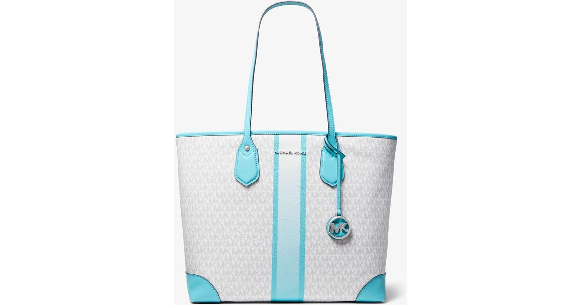 3516AD Borsa Donna MICHAEL KORS EVA white/light blue tote bag With Attached  Tote