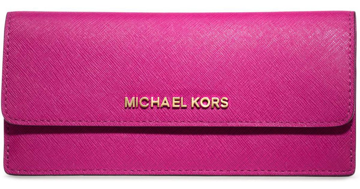 Michael Kors Travel Slim Saffiano Leather Wallet in Purple | Lyst