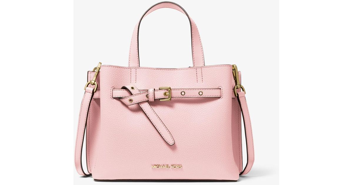 Michael Kors Emilia Small Pebbled Leather Satchel in Pink