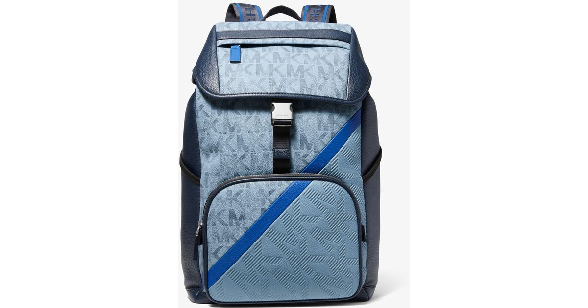 Michael Kors Cooper Embossed Faux Leather And Logo Stripe Backpack in