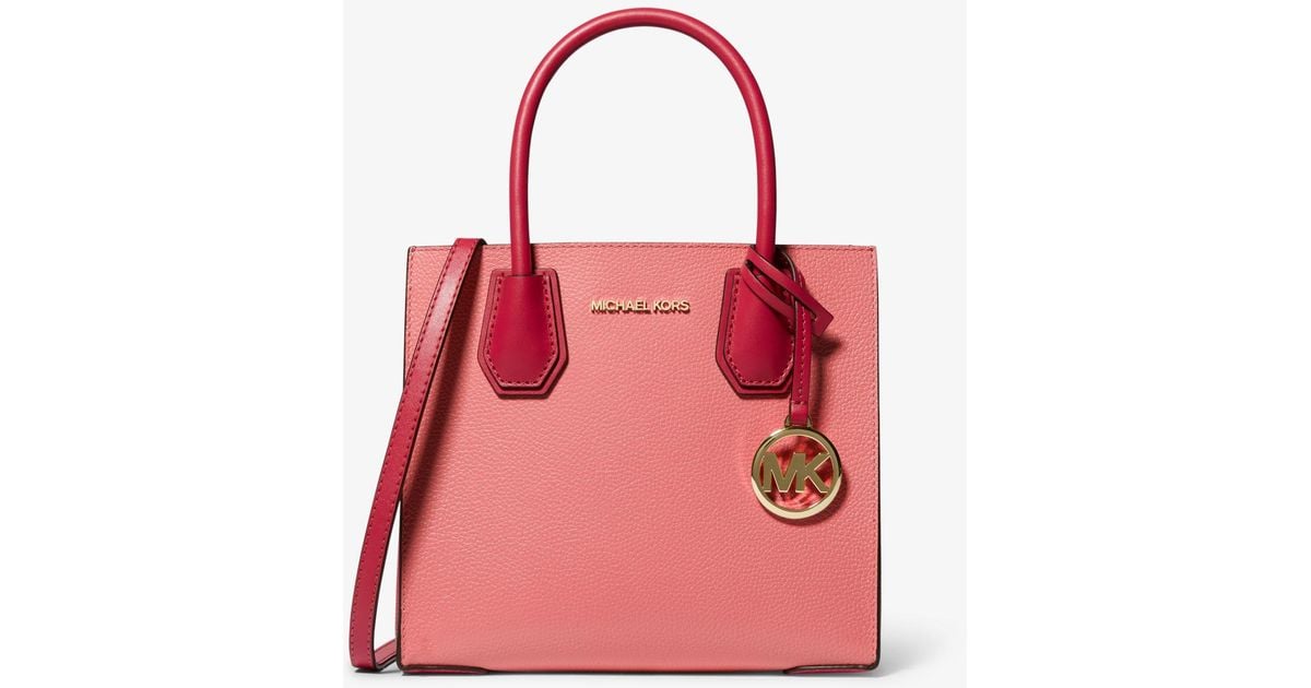 Michael Kors Mercer Medium Twotone Pebbled Leather Crossbody Bag in Pink Lyst