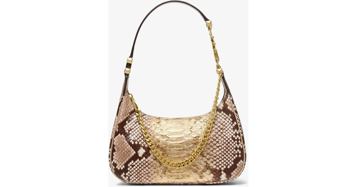 Michael Kors Piper Small Twotone Snake Embossed Leather Shoulder Bag