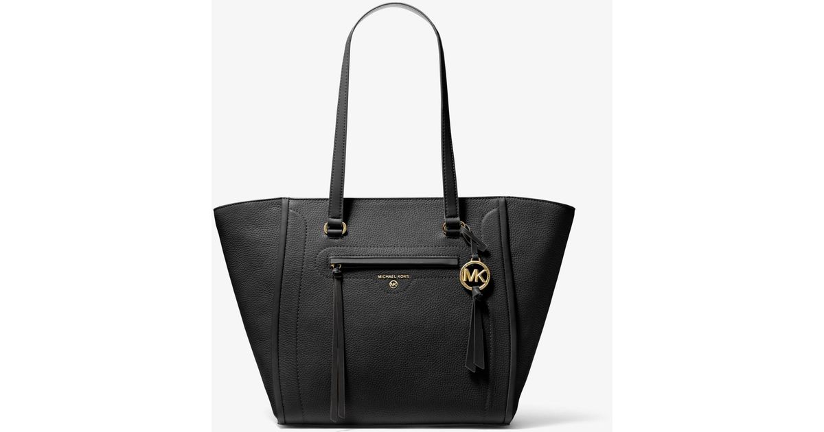 Michael Kors Carine Large Pebbled Leather Tote Bag in Black | Lyst Canada