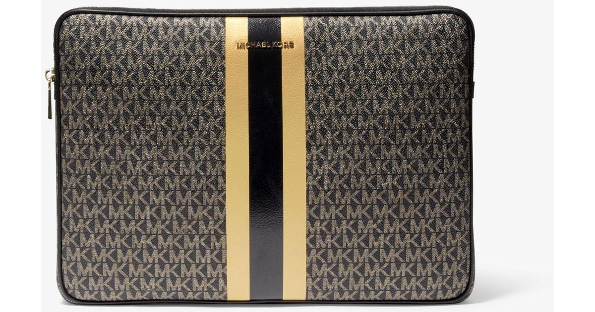 Michael Kors Jet Set Metallic Logo Stripe 13 Inch Laptop Case in Gray
