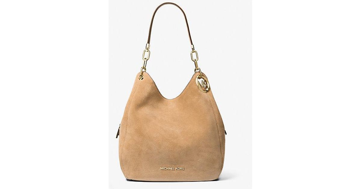 Michael Kors Lillie Large Suede Shoulder Bag in Natural Lyst