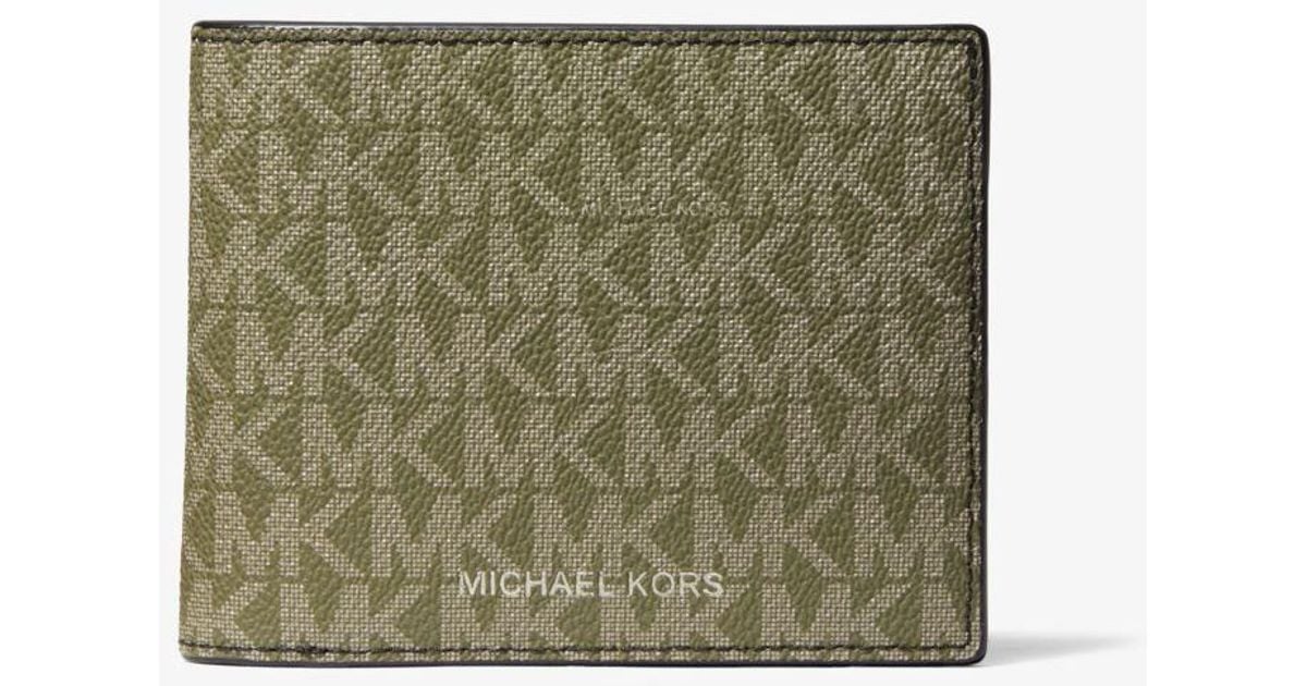 Michael Kors Canvas Harrison Logo Billfold Wallet With Passcase in ...