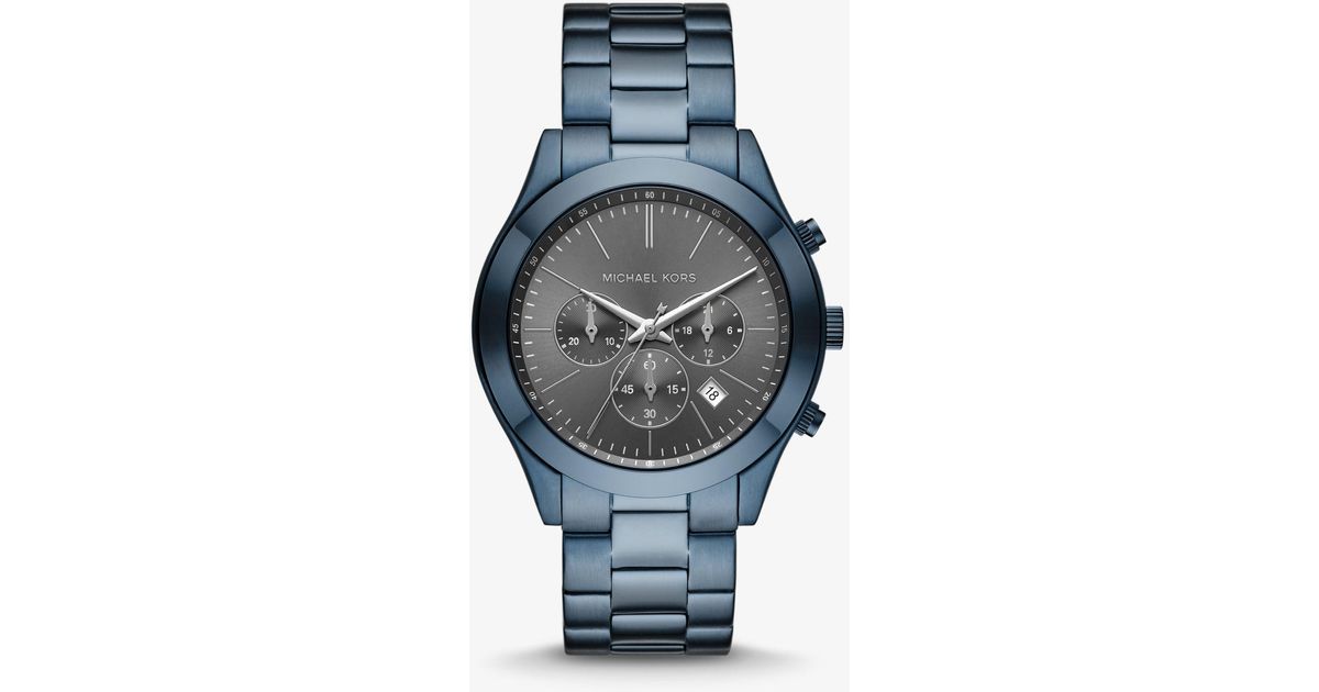 Michael Kors Oversized Slim Runway Blue-tone Watch | Lyst