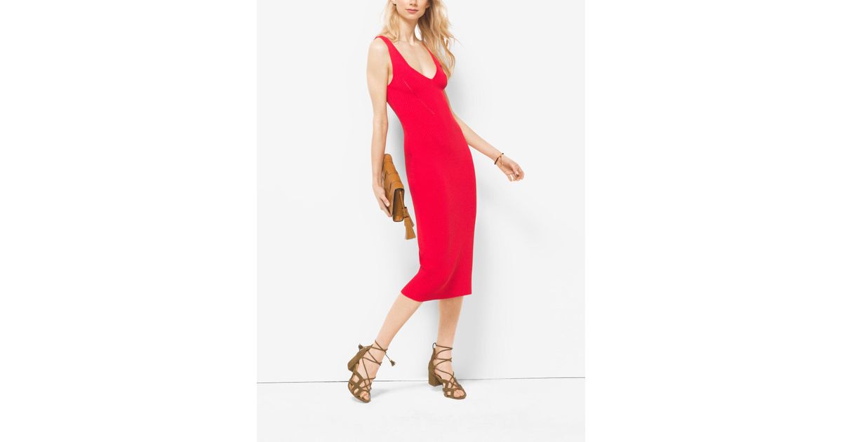 michael kors red sweater dress