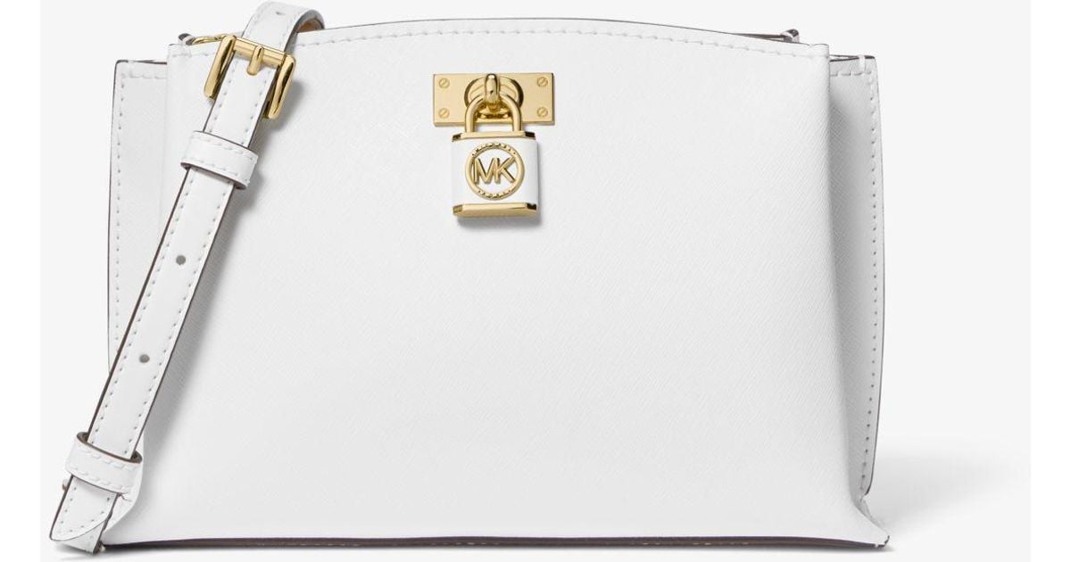 Michael Kors Ruby Medium Saffiano Leather Messenger Bag in White Lyst