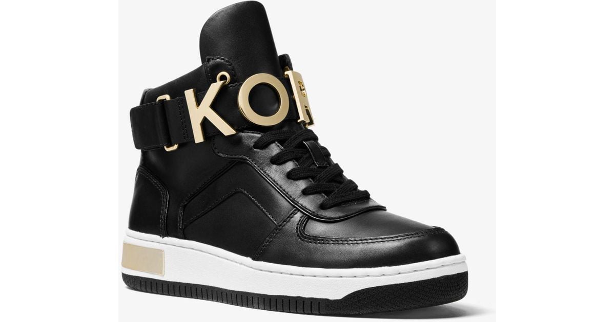 Michael Kors Cortlandt Embellished Leather High-top Sneaker in Black | Lyst