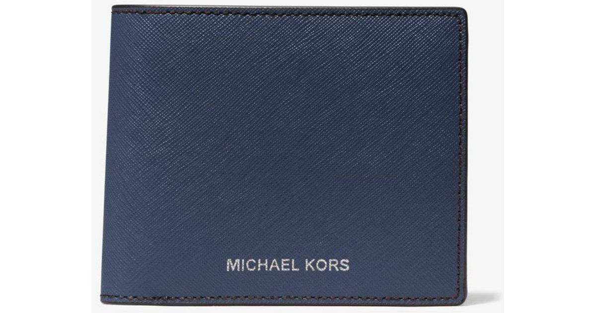 Michael Kors Harrison Crossgrain Leather Billfold Wallet With Coin ...