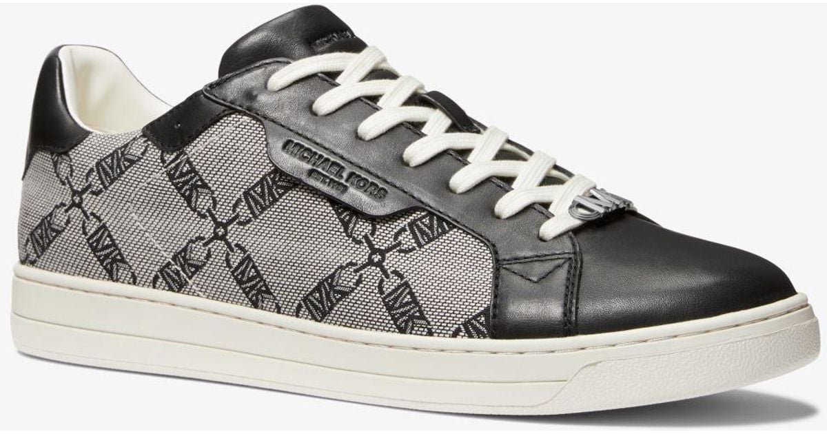 Michael Kors Keating Empire Logo Jacquard And Leather Trainers in White ...