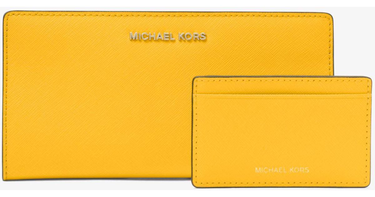 michael kors large saffiano leather slim wallet