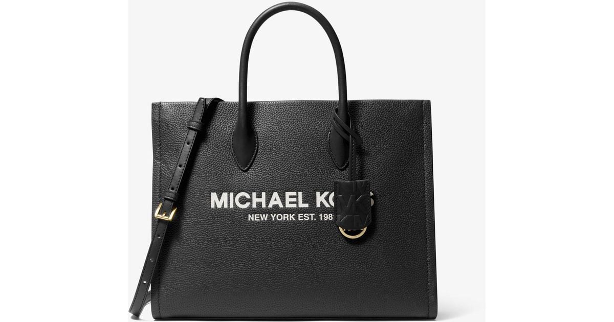 michael kors mirella medium striped cotton canvas tote bag