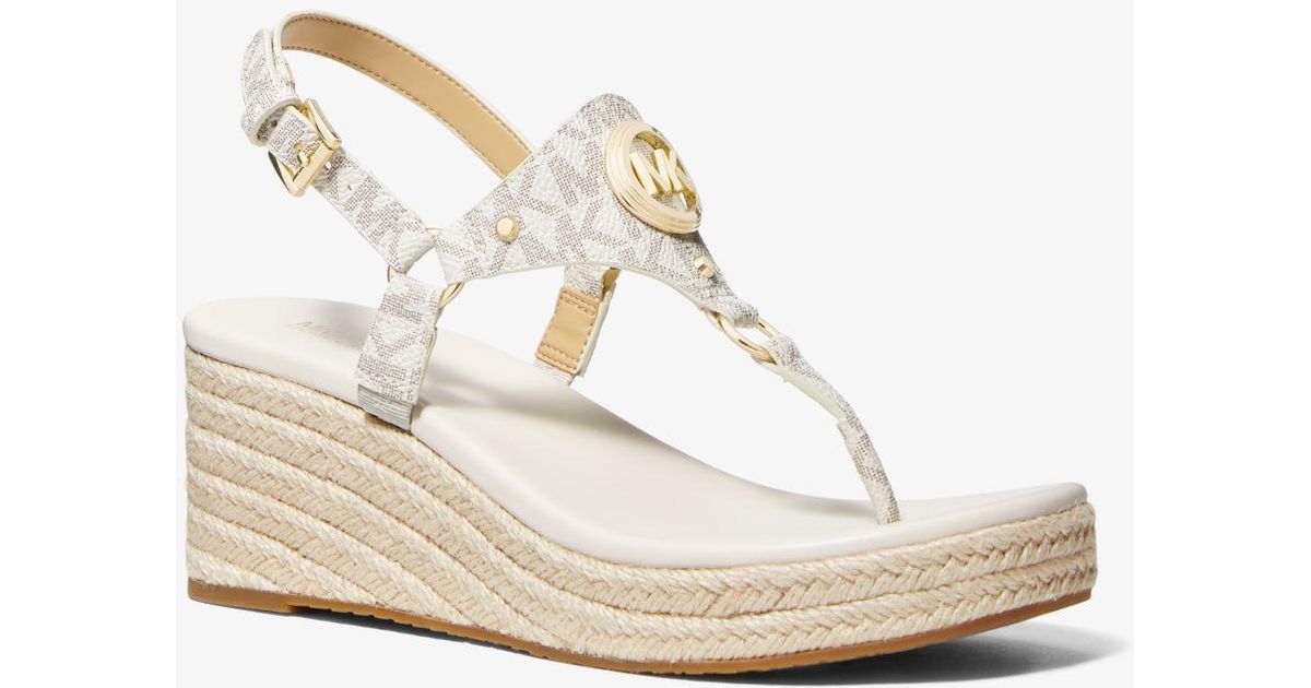 Michael Kors Casey Signature Logo Wedge Sandal in White Lyst UK