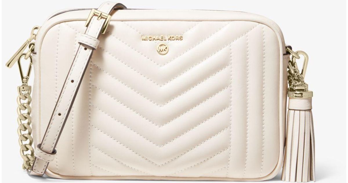 Michael Kors Jet Set Medium Quilted Leather Camera Bag in Natural - Lyst