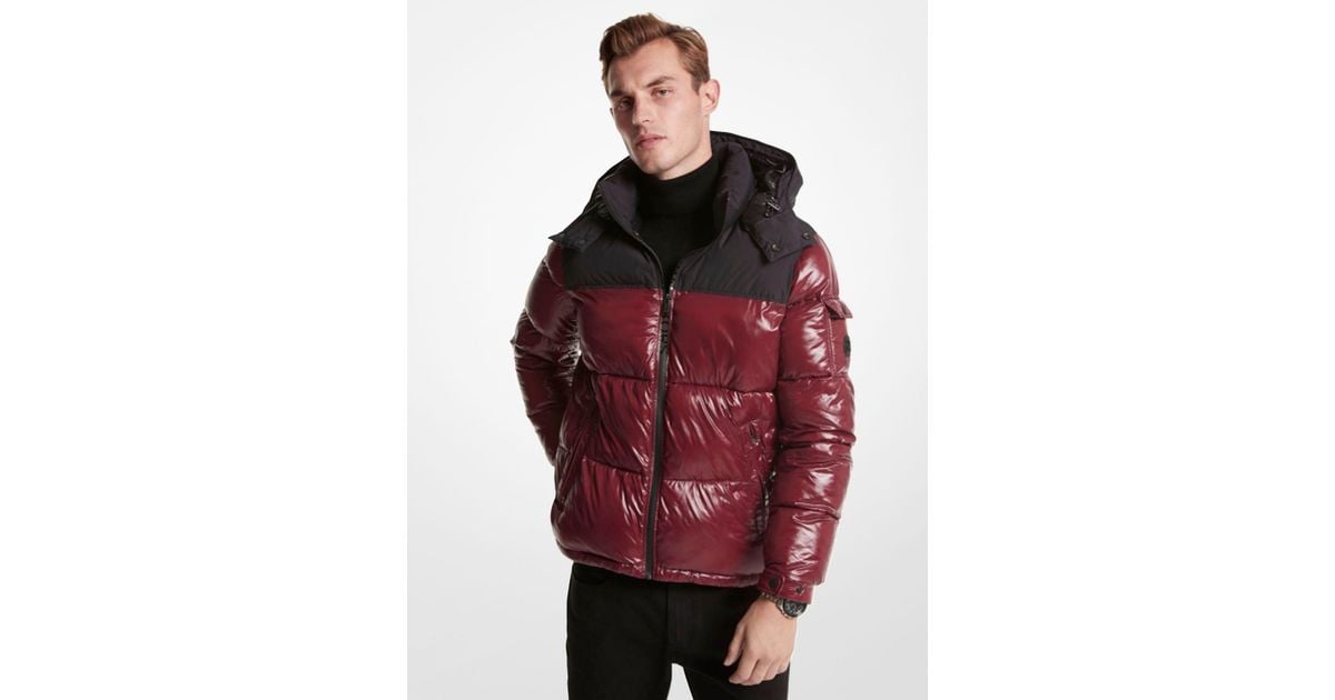 Michael Kors Roseville Quilted Cir Nylon Puffer Jacket in Red for