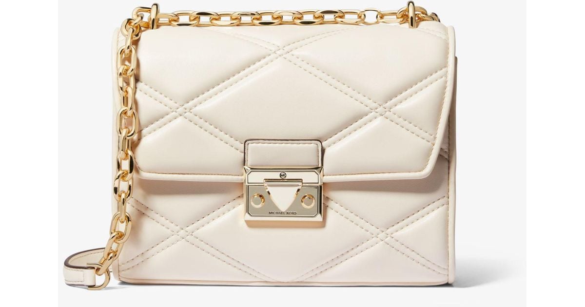 Michael Kors Serena Small Quilted Faux Leather Crossbody Bag in Natural