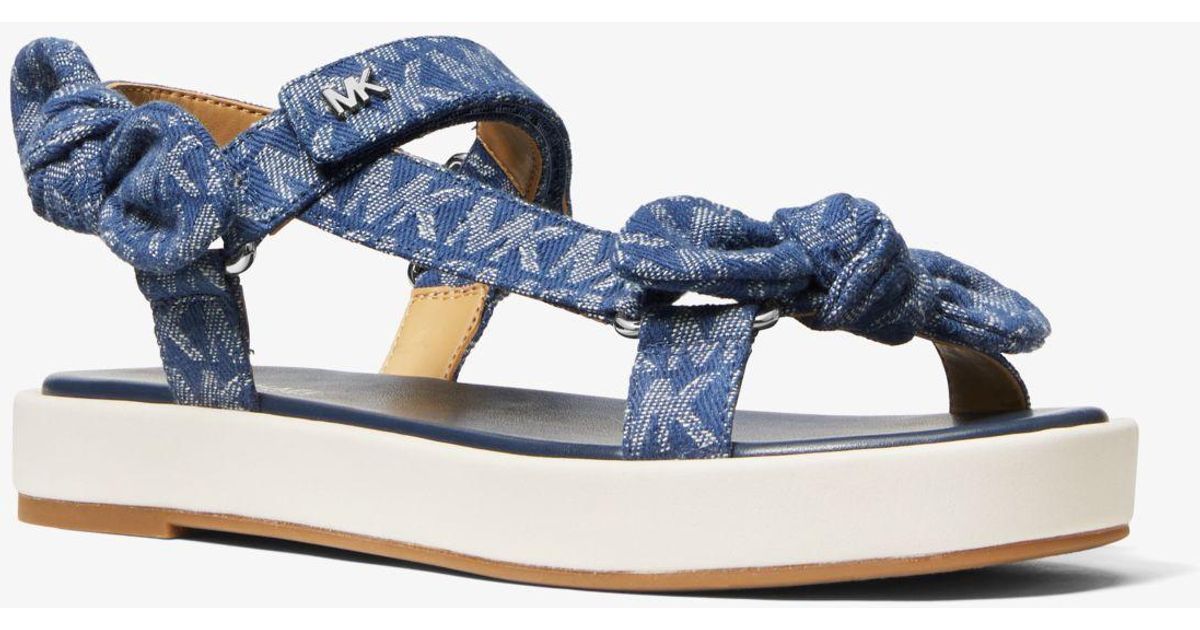 denim bow sandals