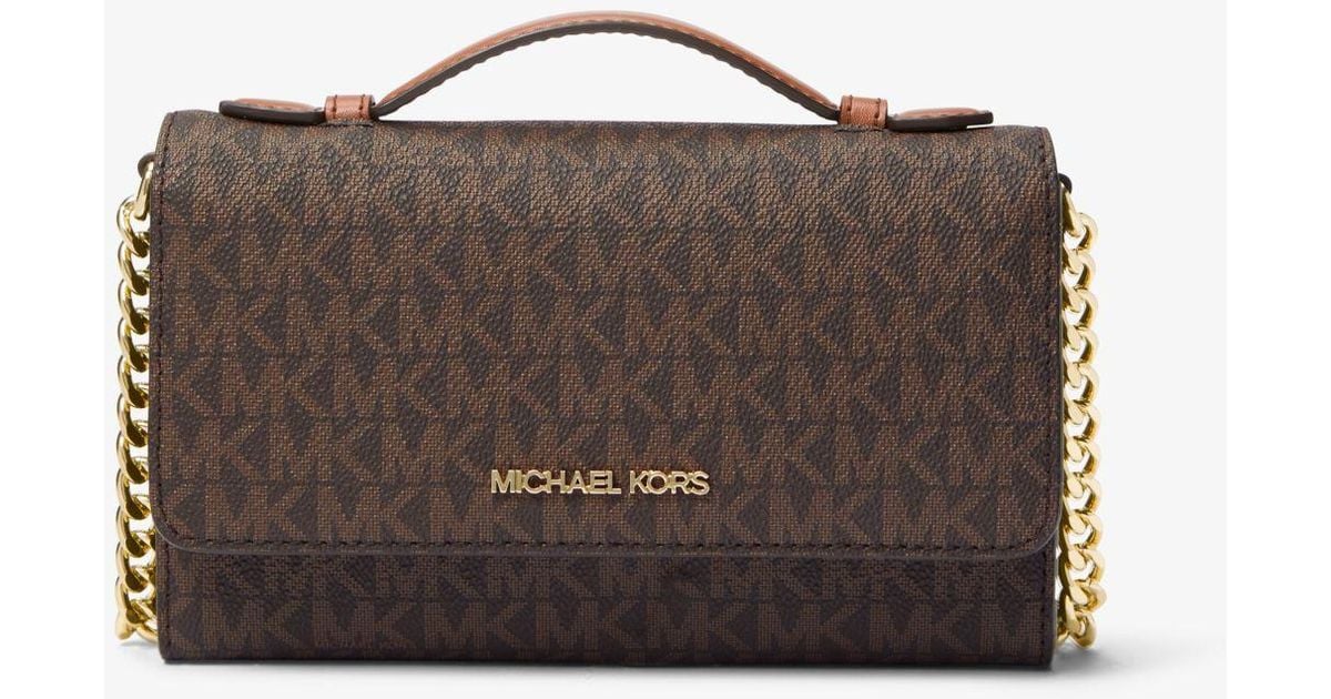 Michael Kors Jet Set Travel Medium Logo Smartphone Crossbody Bag in Brown Lyst UK