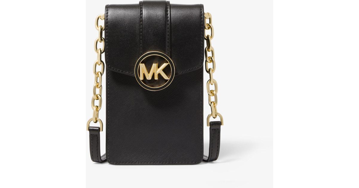 Michael Kors Carmen Small Faux Leather Phone Crossbody Bag in Black ...
