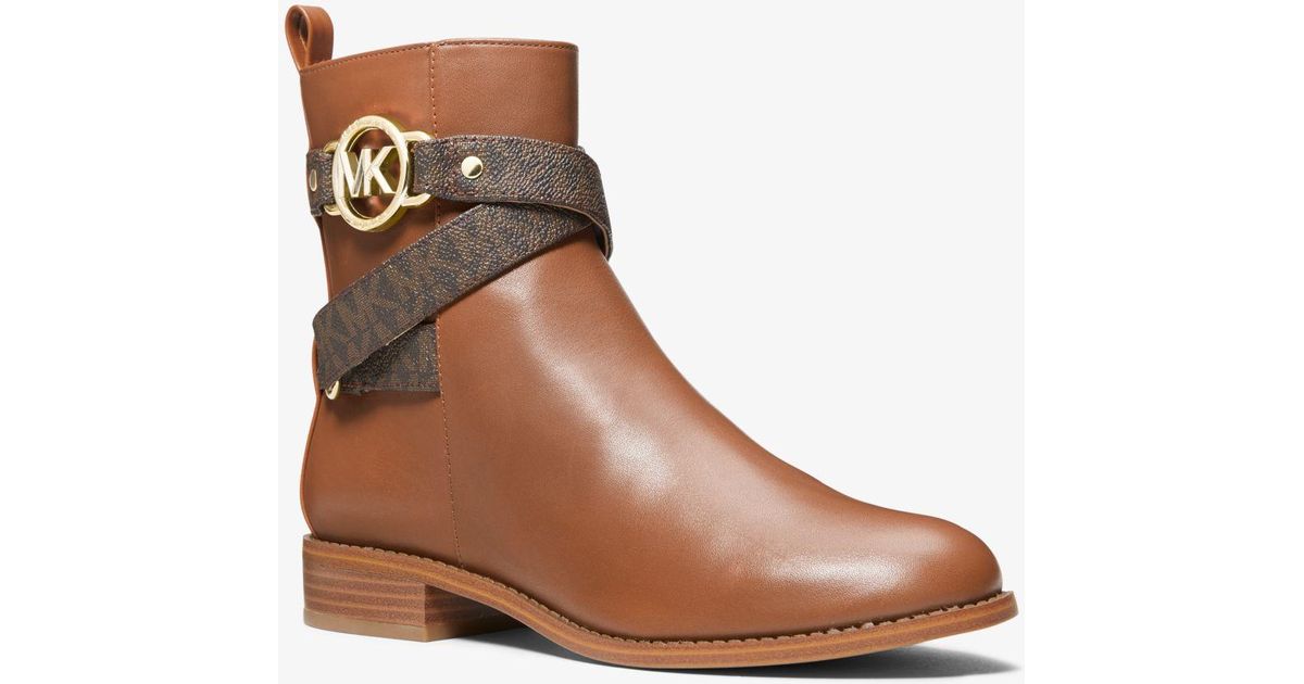 Michael Kors Rory Leather And Logo Ankle Boot in Brown Lyst