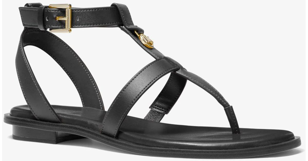 Michael Kors Denim Sasha T-strap Sandal in Black | Lyst
