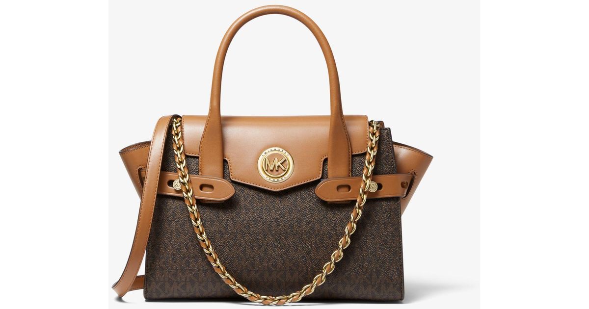 Michael Kors Carmen Small Logo And Leather Belted Satchel | Lyst