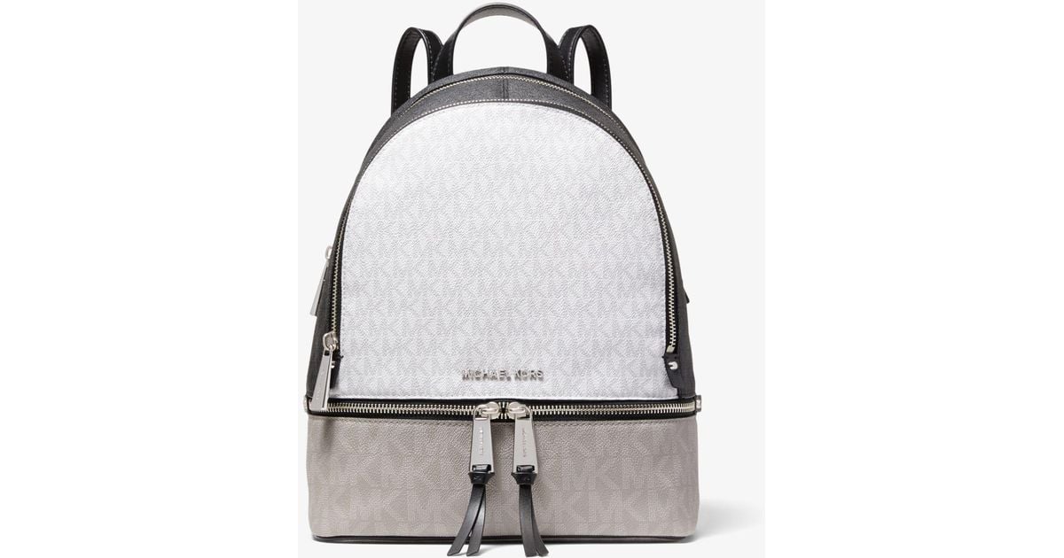 Michael Kors Rhea Medium Color-block Logo Backpack in White | Lyst