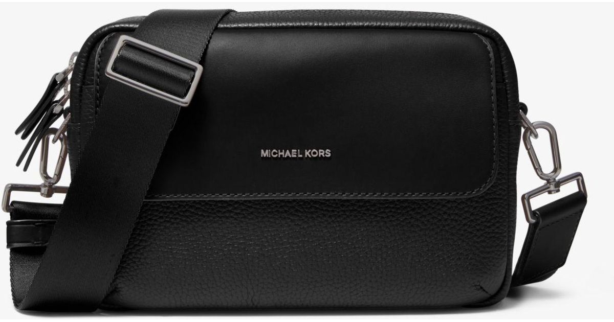 Michael Kors Black Hudson Pebbled Leather Crossbody Bag