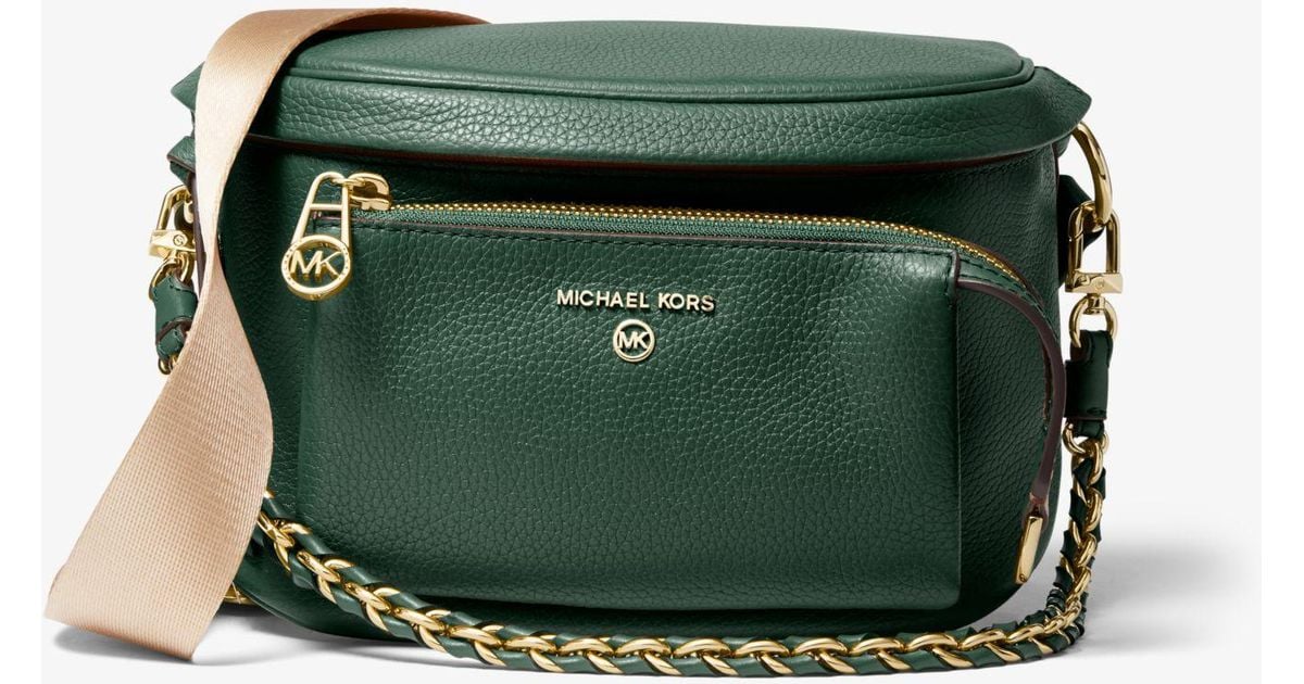 Michael Kors Slater Medium Pebbled Leather Sling Pack in Green | Lyst ...