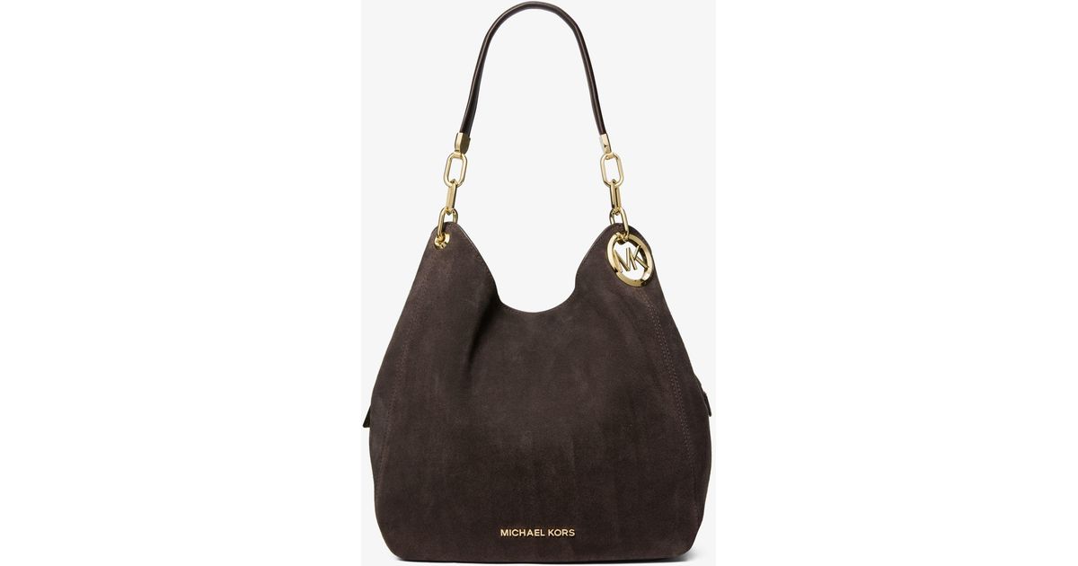 Michael Kors Lillie Large Suede Shoulder Bag in Black Lyst