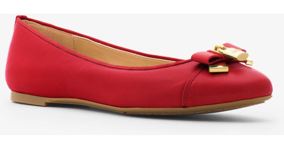 Michael Kors Alice Leather Ballet Flat in Bright Red (Red) | Lyst Canada