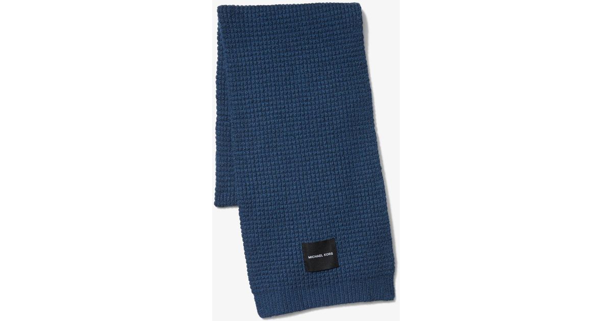 Michael Kors Blue Knit Logo Scarf for men