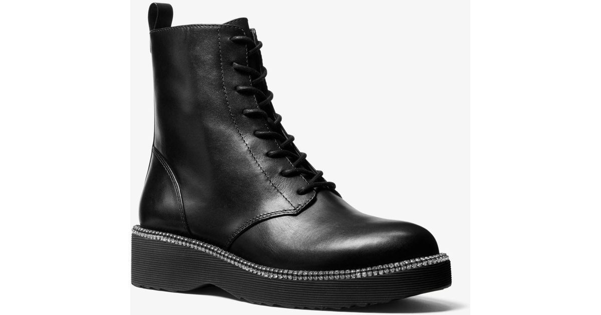 michael kors tavie leather combat boot