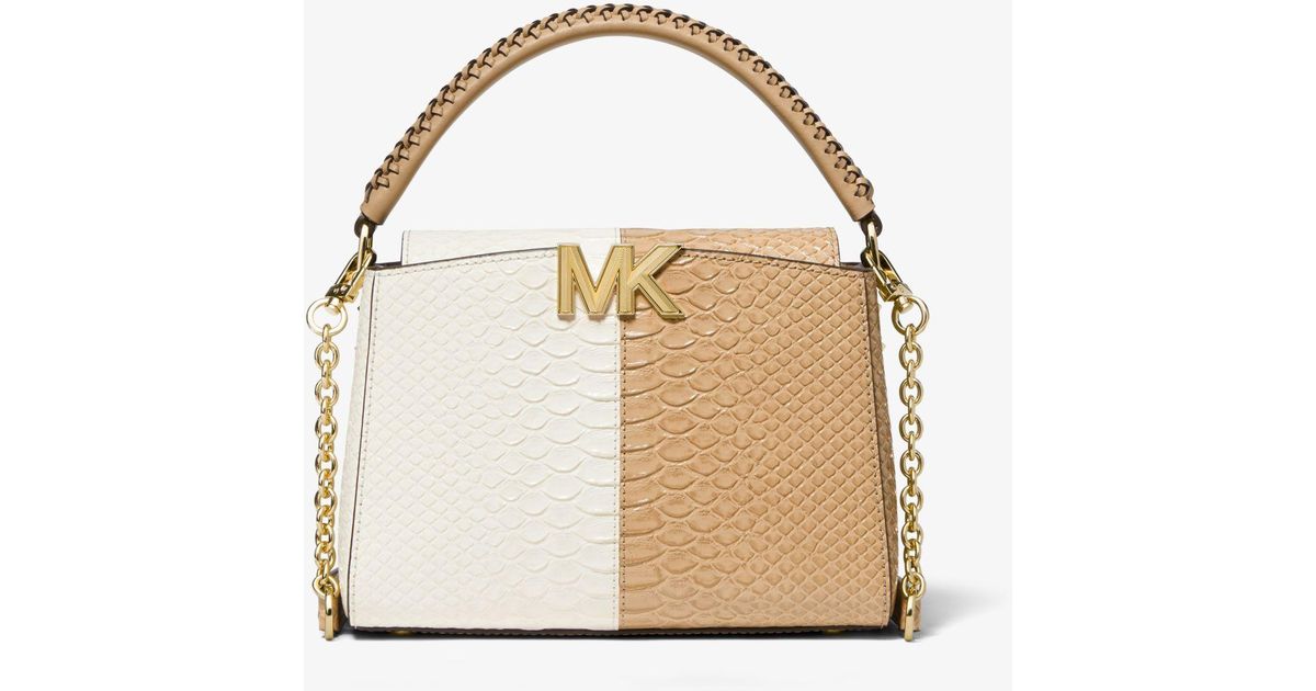 Michael Kors Karlie Small Two-tone Snake Embossed Leather Crossbody Bag |  Lyst Canada