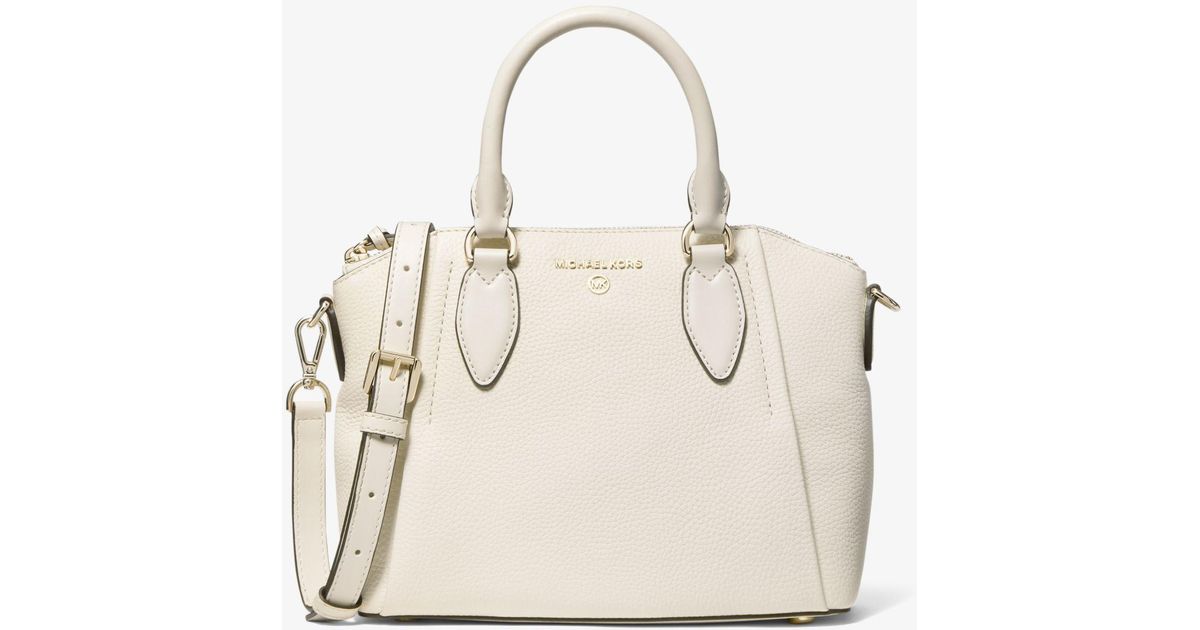 Michael Kors Sienna Medium Pebbled Leather Messenger Bag in lt Cream (Natural) Lyst
