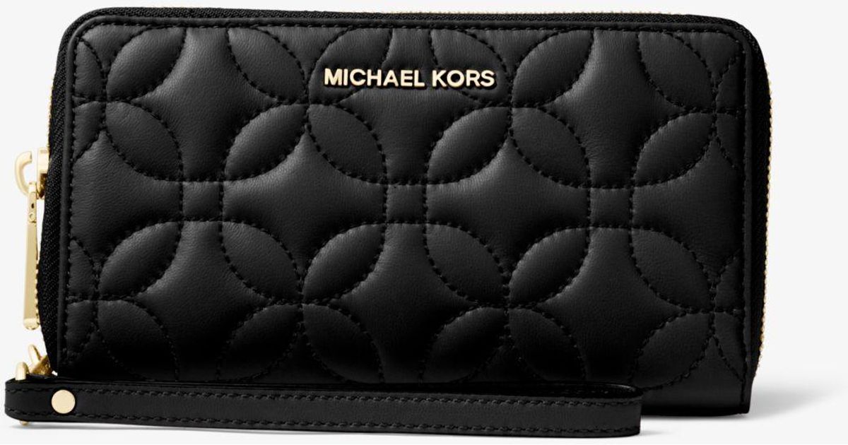 large quilted leather smartphone wristlet