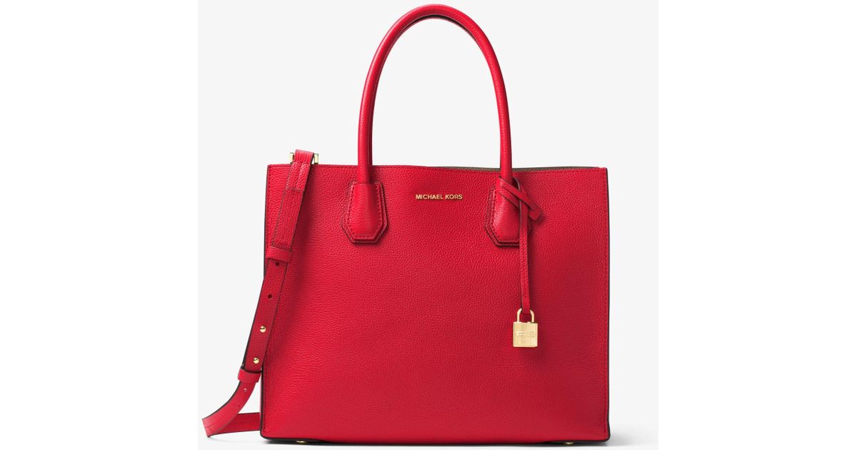 Grand sac à main Mercer en cuir Cuir Michael Kors en coloris Rouge - Lyst