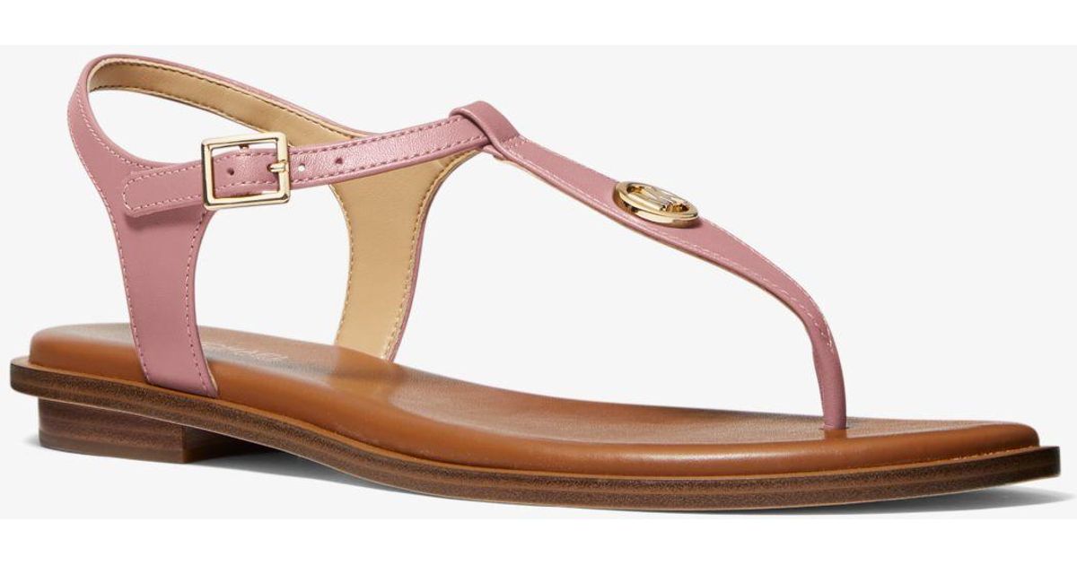 Michael Kors Mallory Leather Tstrap Sandal in Pink Lyst