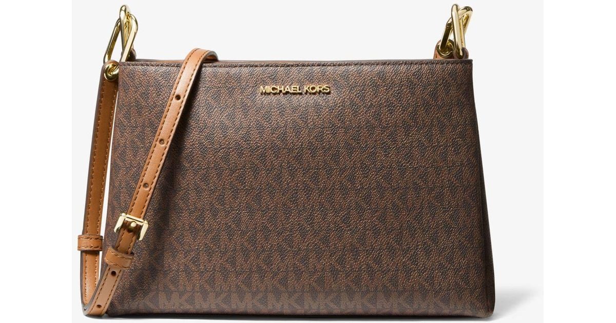 Michael Kors Trisha Medium Logo Crossbody Bag in Brown Lyst