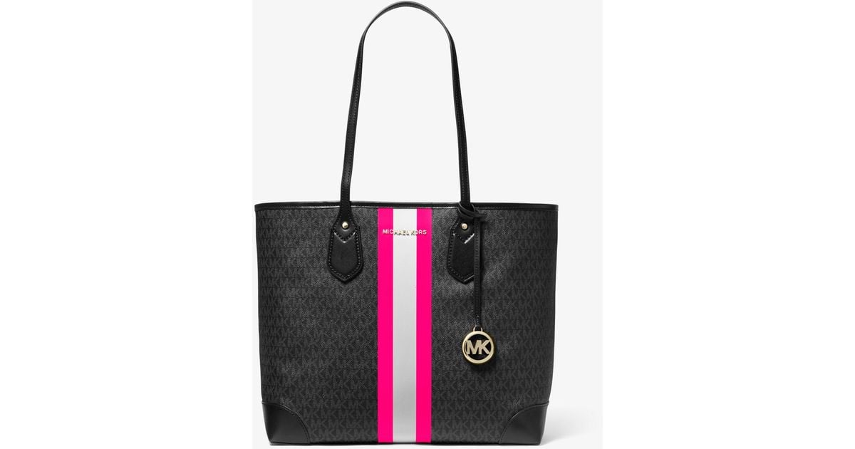 Michael Kors Eva Large Logo Stripe Tote Bag in Pink | Lyst