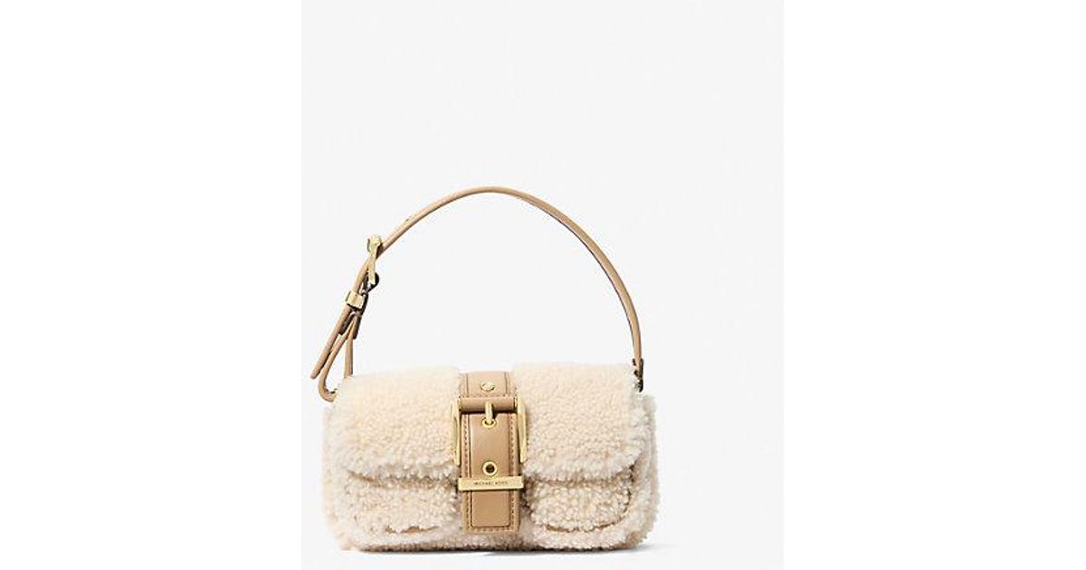 Michael Kors Colby Extra-Small Shearling Shoulder Bag in Natural 