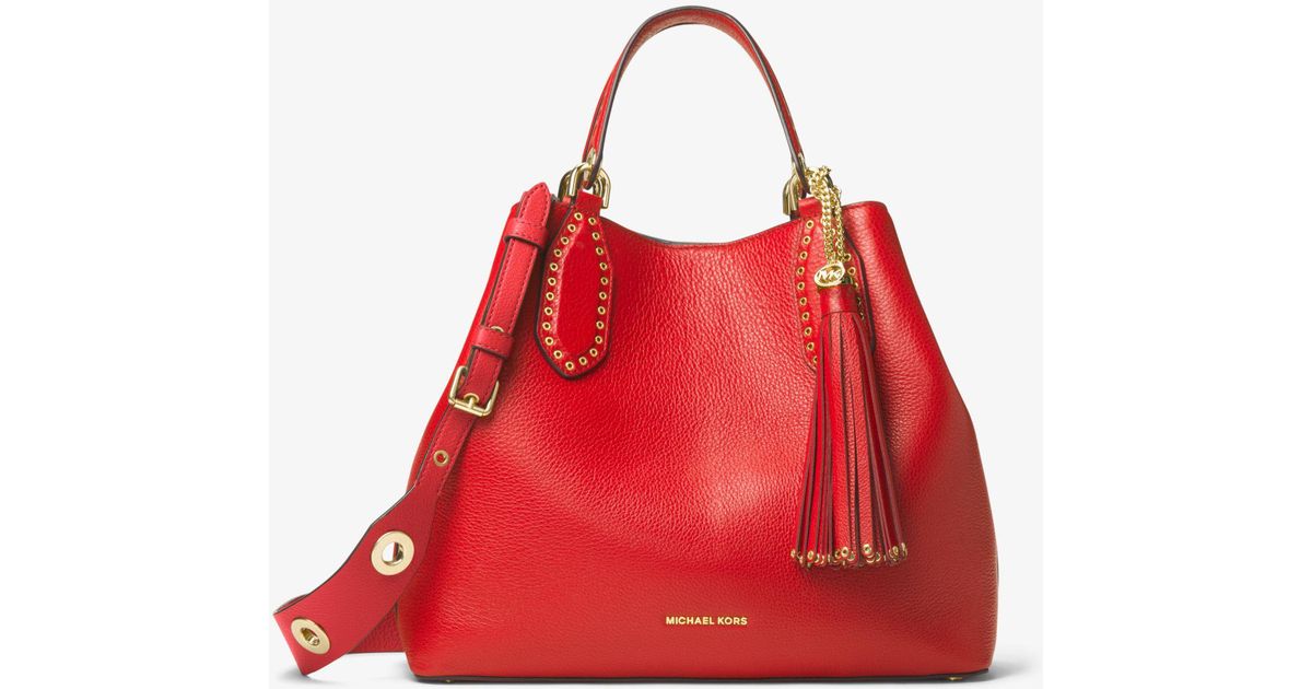 brooklyn large leather satchel michael kors