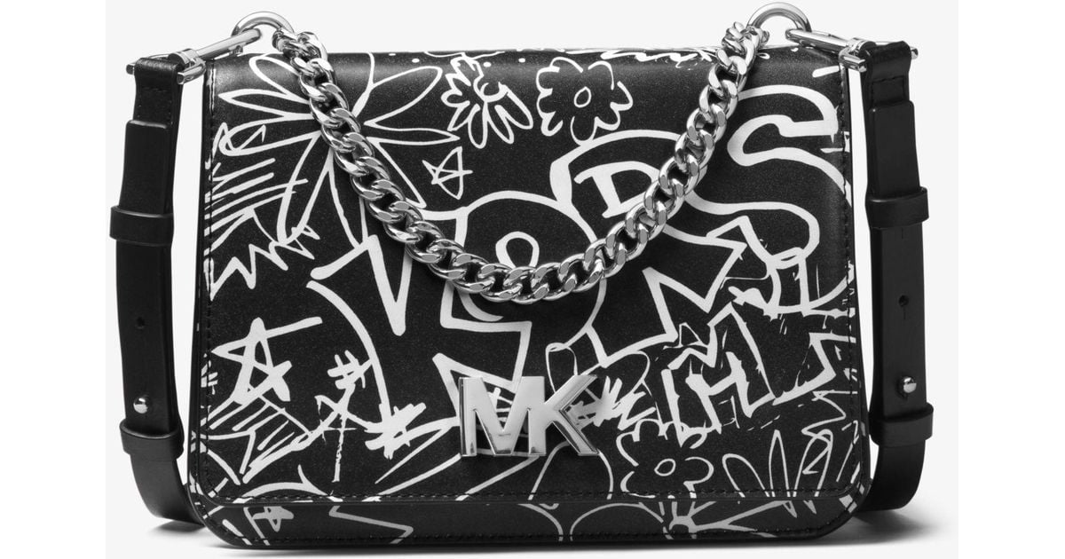 michael kors mott large graffiti leather crossbody