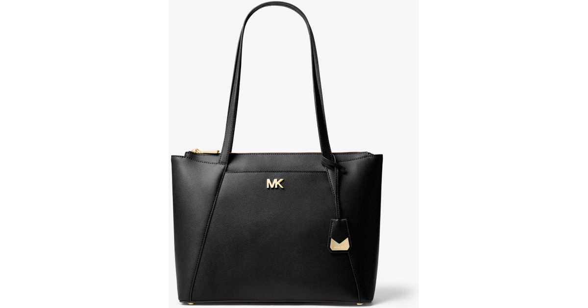 michael kors maddie medium crossgrain leather tote