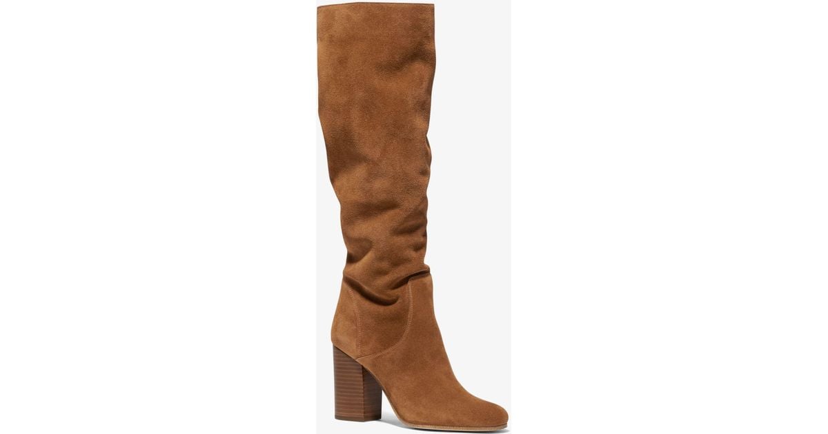 Michael Kors Leigh Suede Boot in Brown | Lyst